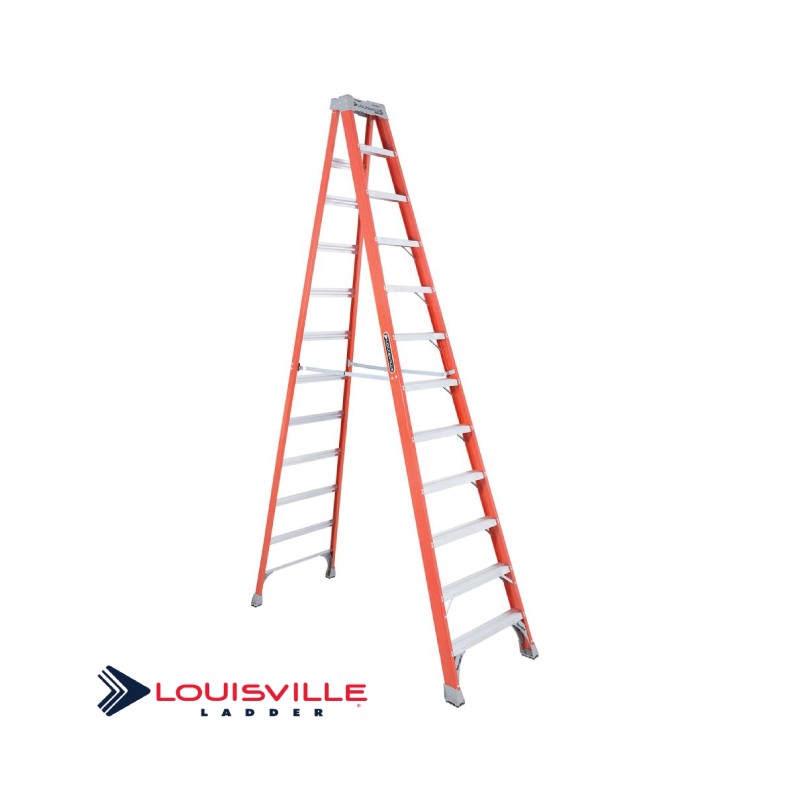 LOUISVILLE LADDER 12-FOOT FIBERGLASS STEP LADDER - Modern Electrical ...